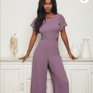 Dusty Purple Flutter Sleeve Cutout Jumpsuit